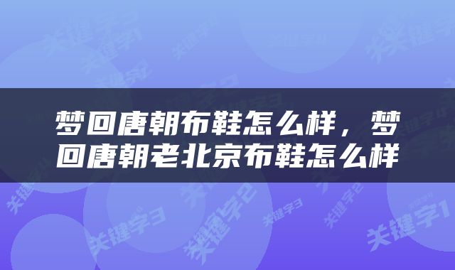 梦回唐朝布鞋怎么样，梦回唐朝老北京布鞋怎么样