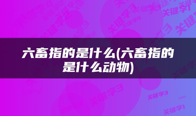 六畜指的是什么(六畜指的是什么动物)