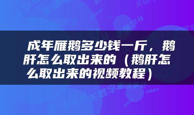  成年雁鹅多少钱一斤，鹅肝怎么取出来的（鹅肝怎么取出来的视频教程） 