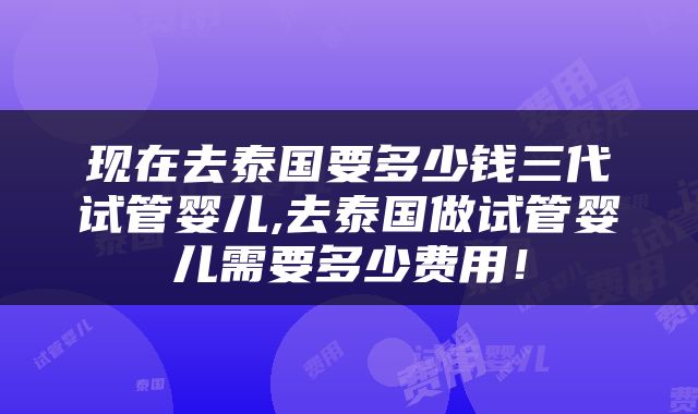 现在去泰国要多少钱三代试管婴儿,去泰国做试管婴儿需要多少费用!