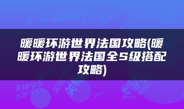 暖暖环游世界法国攻略(暖暖环游世界法国全S级搭配攻略)