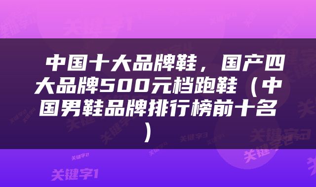  中国十大品牌鞋，国产四大品牌500元档跑鞋（中国男鞋品牌排行榜前十名） 