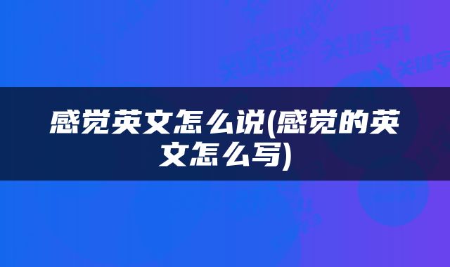 感觉英文怎么说(感觉的英文怎么写)
