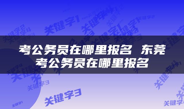考公务员在哪里报名 东莞考公务员在哪里报名