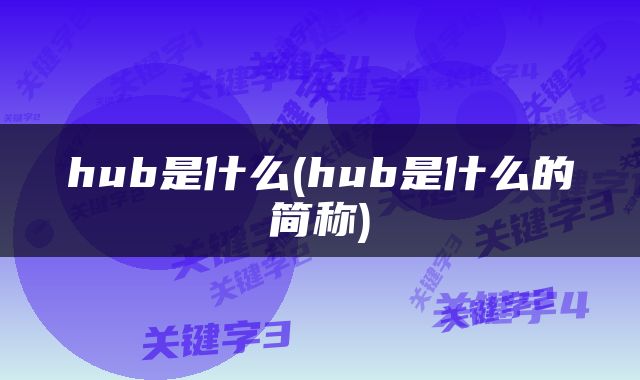 hub是什么(hub是什么的简称)