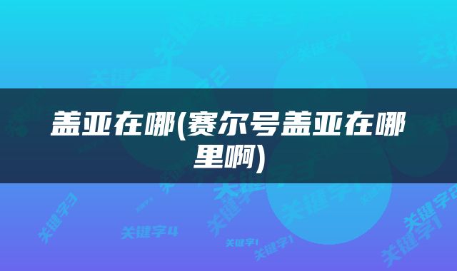 盖亚在哪(赛尔号盖亚在哪里啊)