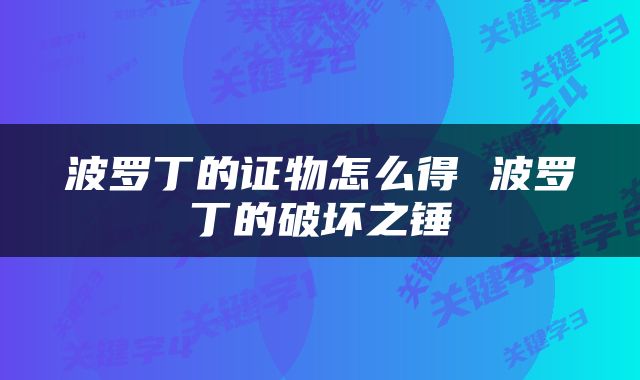 波罗丁的证物怎么得 波罗丁的破坏之锤