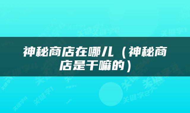 神秘商店在哪儿（神秘商店是干嘛的）