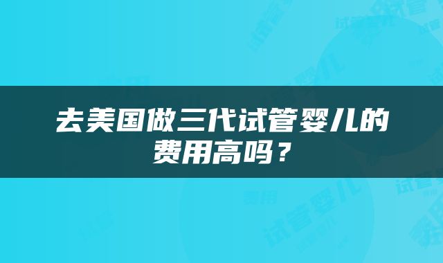 去美国做三代试管婴儿的费用高吗？