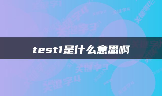 test1是什么意思啊