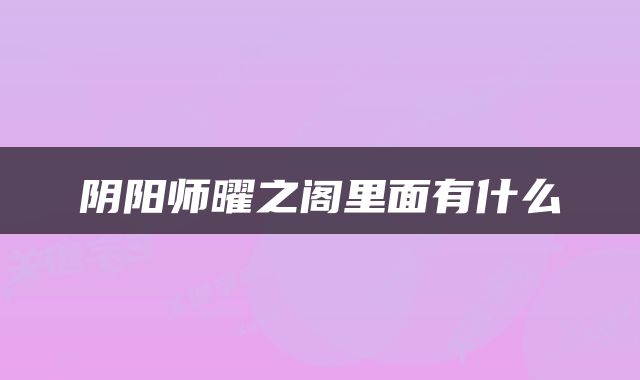 阴阳师曜之阁里面有什么
