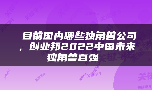  目前国内哪些独角兽公司，创业邦2022中国未来独角兽百强 