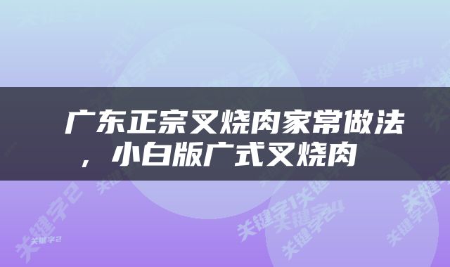  广东正宗叉烧肉家常做法，小白版广式叉烧肉 