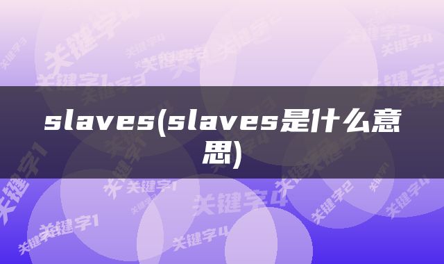 slaves(slaves是什么意思)