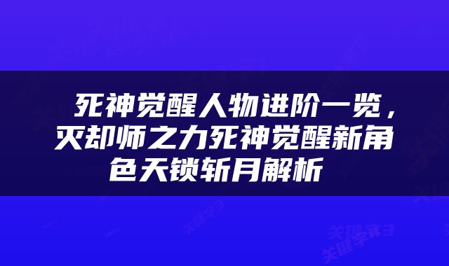  死神觉醒人物进阶一览，灭却师之力死神觉醒新角色天锁斩月解析 