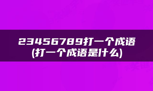 23456789打一个成语(打一个成语是什么)