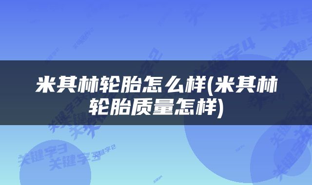 米其林轮胎怎么样(米其林轮胎质量怎样)