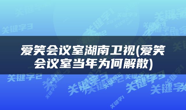 爱笑会议室湖南卫视(爱笑会议室当年为何解散)