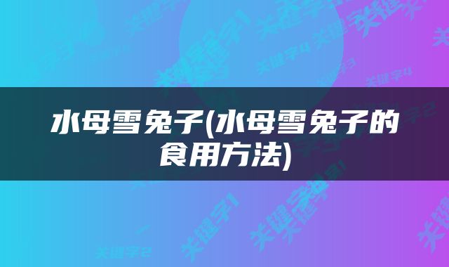 水母雪兔子(水母雪兔子的食用方法)