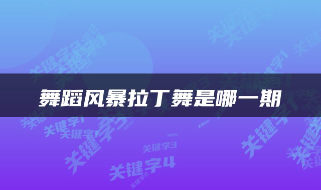 舞蹈风暴拉丁舞是哪一期