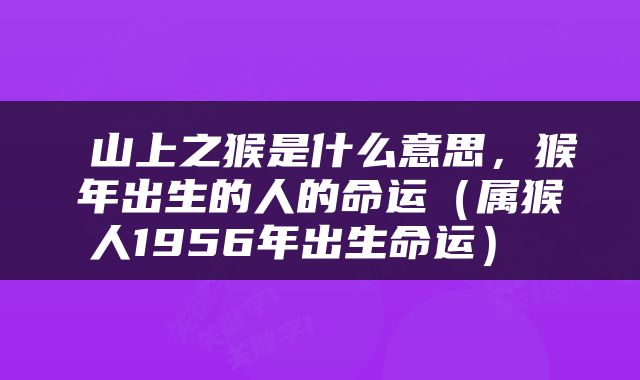 山上之猴是什么意思，猴年出生的人的命运（属猴人1956年出生命运） 