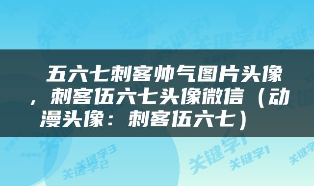  五六七刺客帅气图片头像，刺客伍六七头像微信（动漫头像：刺客伍六七） 
