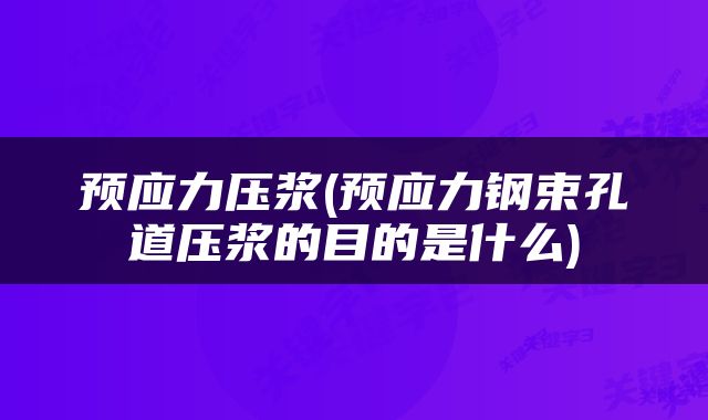 预应力压浆(预应力钢束孔道压浆的目的是什么)