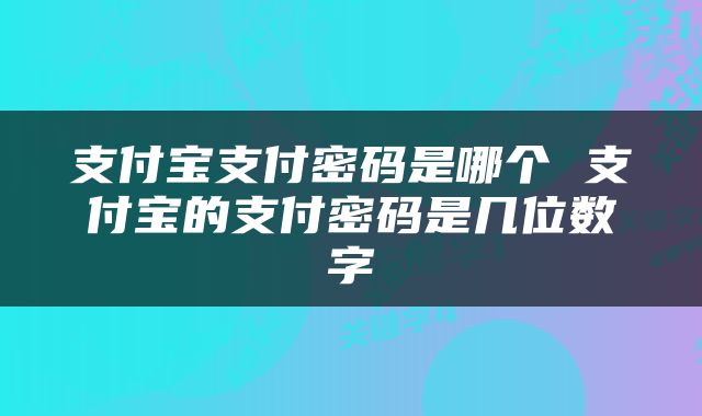支付宝支付密码是哪个 支付宝的支付密码是几位数字