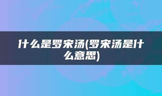 什么是罗宋汤(罗宋汤是什么意思)