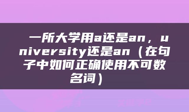  一所大学用a还是an，university还是an（在句子中如何正确使用不可数名词） 