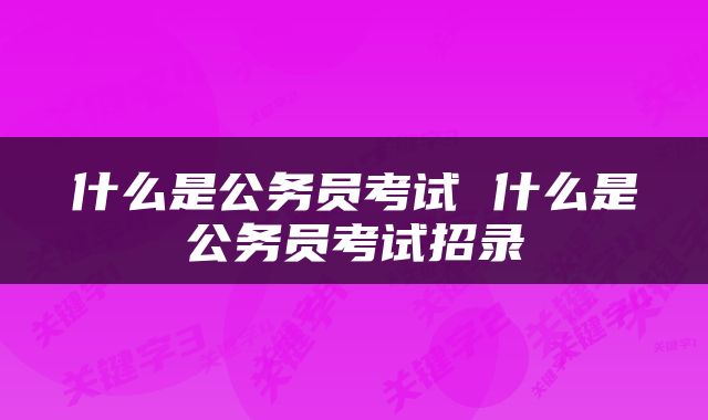 什么是公务员考试 什么是公务员考试招录