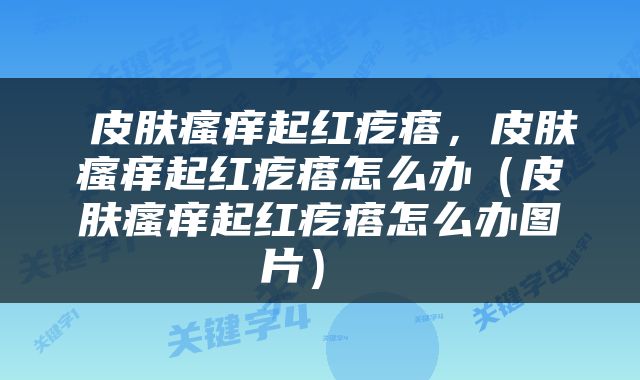  皮肤瘙痒起红疙瘩，皮肤瘙痒起红疙瘩怎么办（皮肤瘙痒起红疙瘩怎么办图片） 