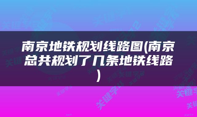 南京地铁规划线路图(南京总共规划了几条地铁线路)
