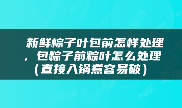  新鲜棕子叶包前怎样处理，包粽子前粽叶怎么处理（直接入锅煮容易破） 