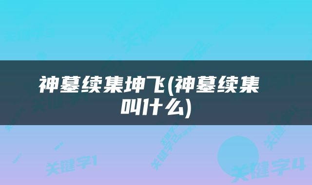神墓续集坤飞(神墓续集 叫什么)