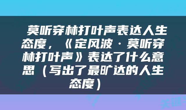  莫听穿林打叶声表达人生态度，《定风波·莫听穿林打叶声》表达了什么意思（写出了最旷达的人生态度） 