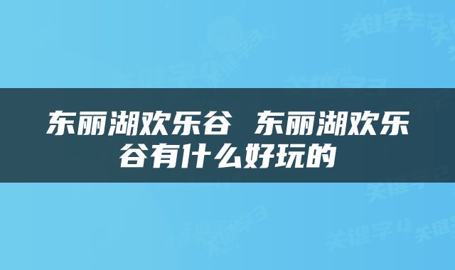 东丽湖欢乐谷 东丽湖欢乐谷有什么好玩的