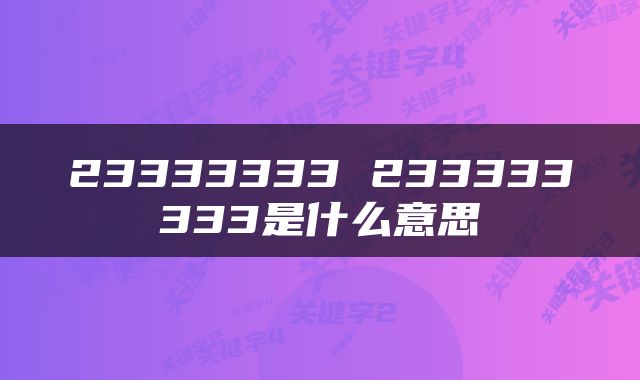 23333333 233333333是什么意思
