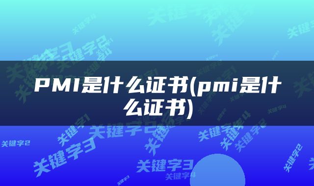 PMI是什么证书(pmi是什么证书)
