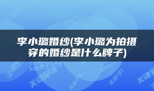 李小璐婚纱(李小璐为拍摄穿的婚纱是什么牌子)