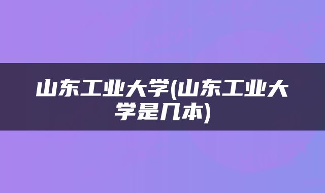 山东工业大学(山东工业大学是几本)