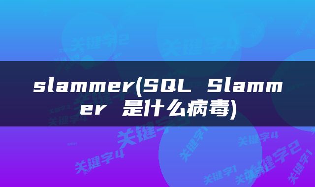 slammer(SQL Slammer 是什么病毒)