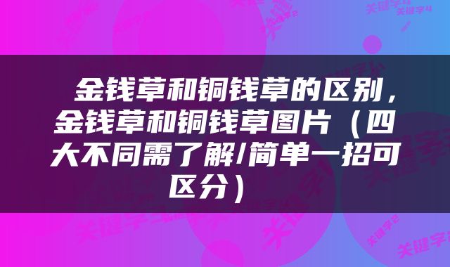  金钱草和铜钱草的区别，金钱草和铜钱草图片（四大不同需了解/简单一招可区分） 