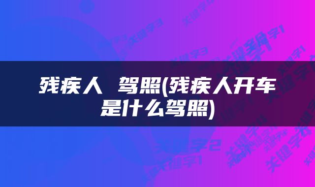 残疾人 驾照(残疾人开车是什么驾照)