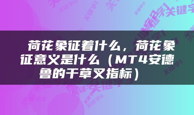  荷花象征着什么，荷花象征意义是什么（MT4安德鲁的干草叉指标） 