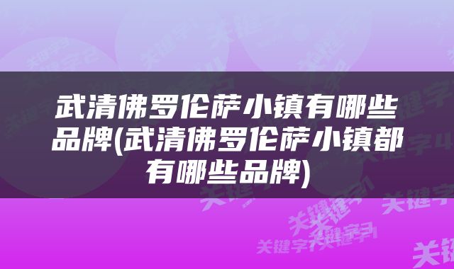 武清佛罗伦萨小镇有哪些品牌(武清佛罗伦萨小镇都有哪些品牌)