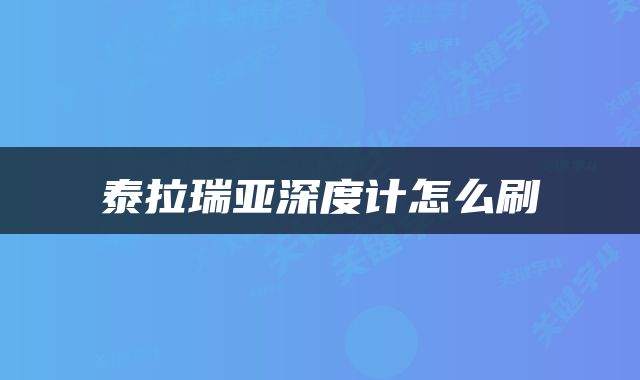 泰拉瑞亚深度计怎么刷