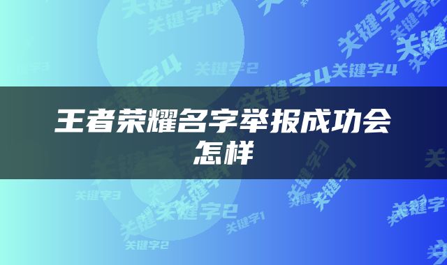 王者荣耀名字举报成功会怎样