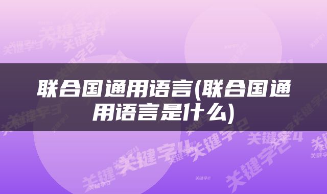 联合国通用语言(联合国通用语言是什么)