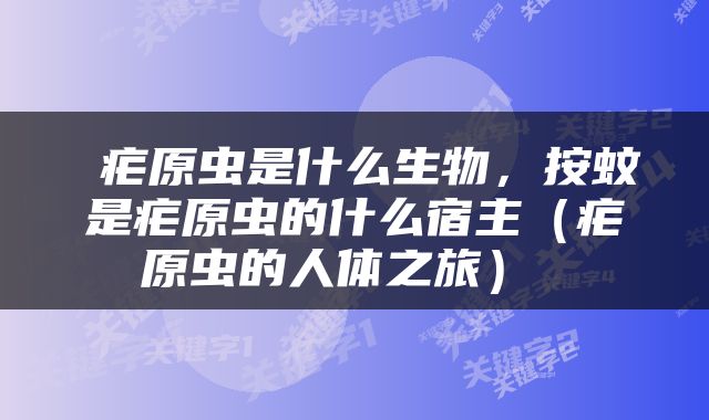  疟原虫是什么生物，按蚊是疟原虫的什么宿主（疟原虫的人体之旅） 